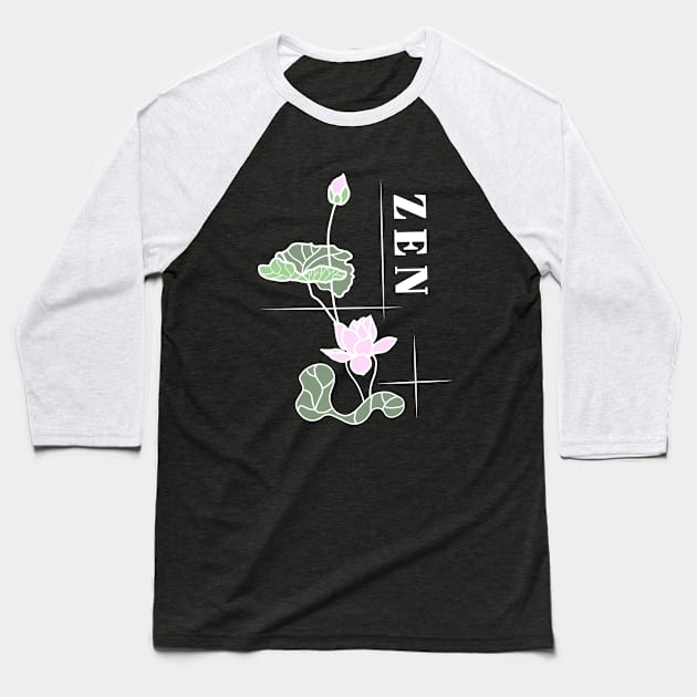 Zen Lotus Meditation Baseball T-Shirt by DesignTree